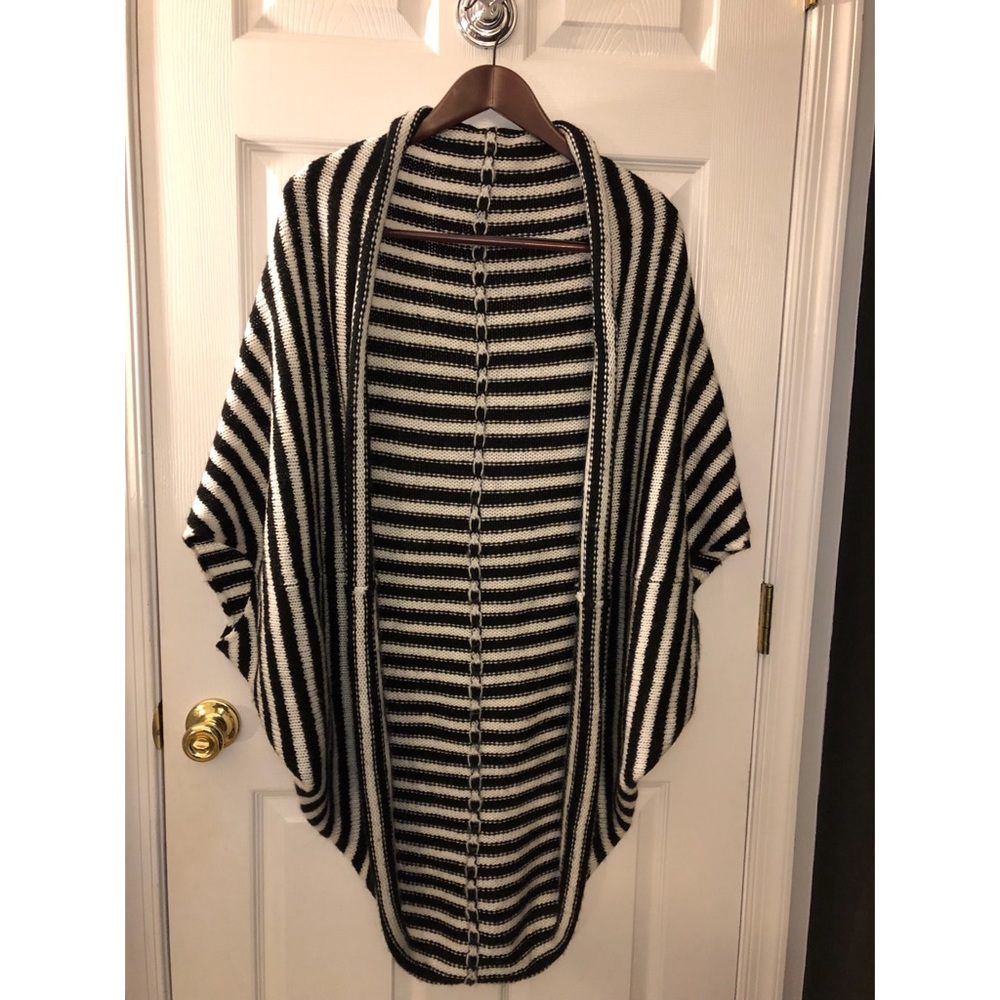 Black and white striped cardigan